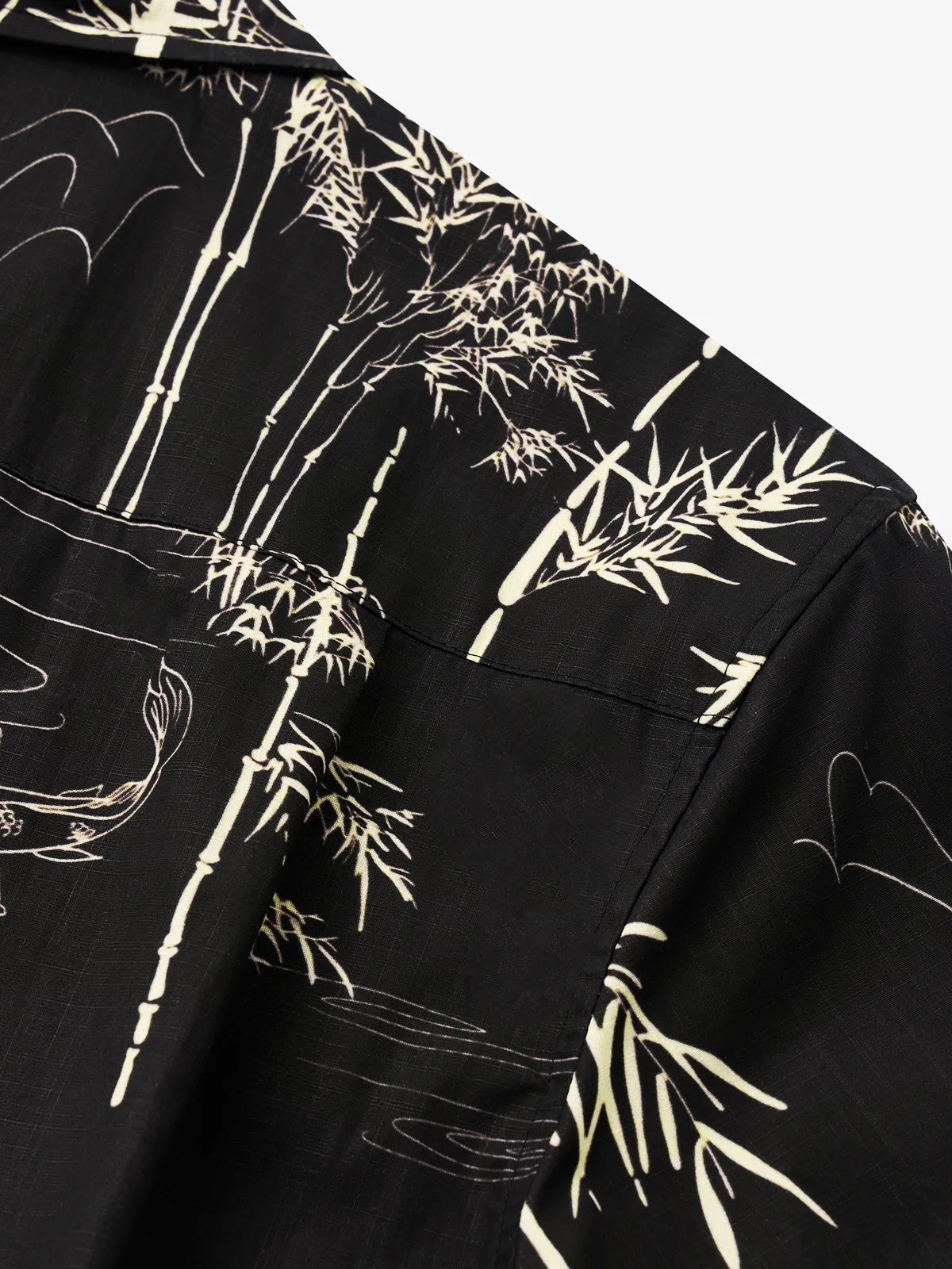 Tranquil Bamboo & Elegance Koi Cotton Camp Shirt