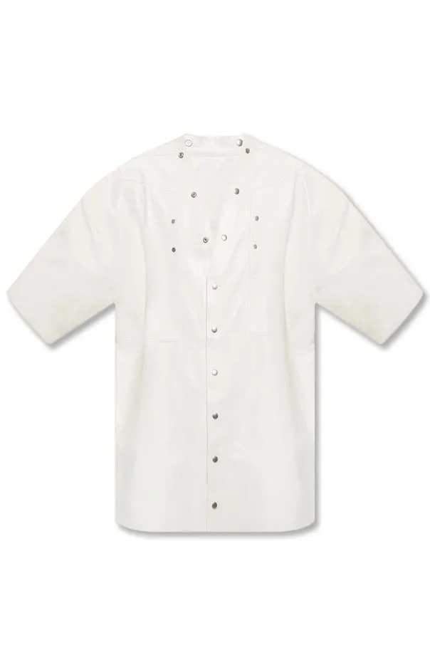 Trendy Men's White Leather Shirt Oversized