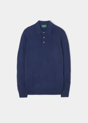 Tresswell Geelong Wool Long Sleeve Polo Shirt in Indigo - Regular Fit