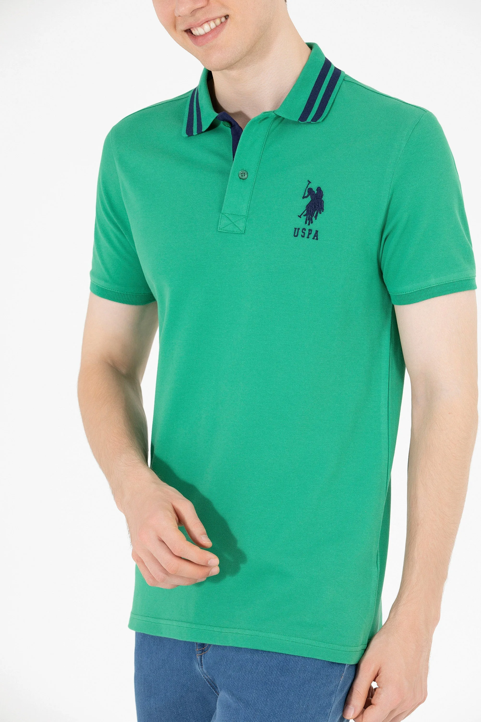 USPA Polo Shirt Men Green VR054 USPOM200 Big Pony Logo Number 3 US Polo Assn.