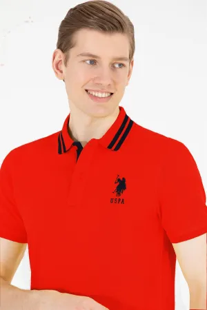 USPA Polo Shirt Men Red VR171 USPOM198 Big Pony Logo Number 3 US Polo Assn.