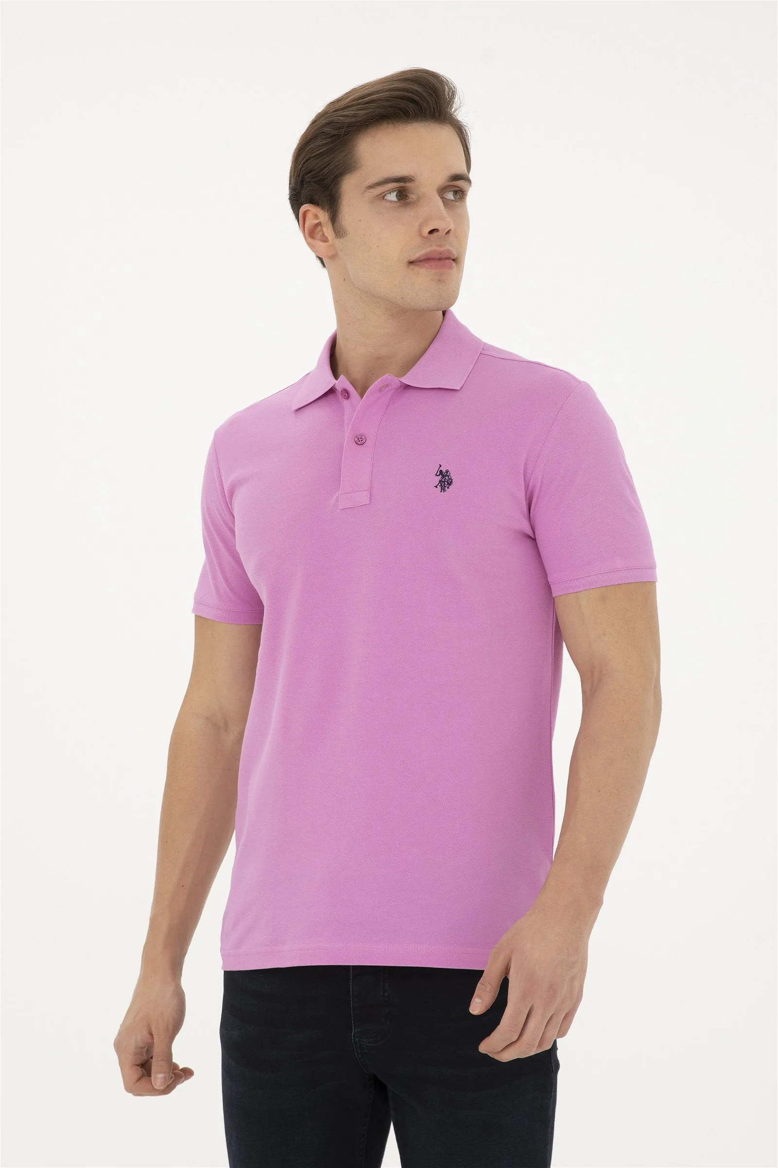 USPA Polo Shirt Men Violet VR037 USPOM217 Single Color Horse US Polo Assn.