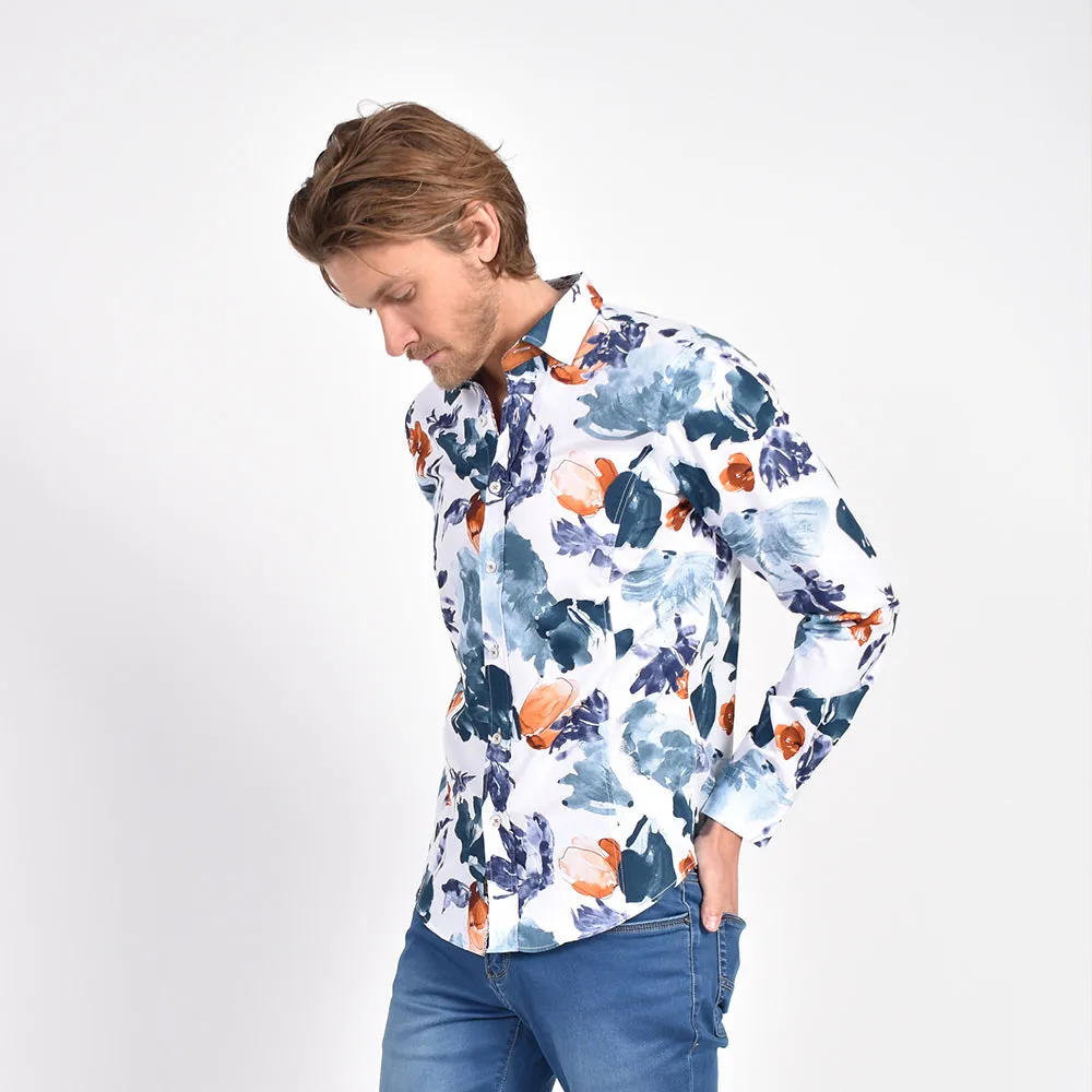 Watercolor Falling Flower Button Down Shirt