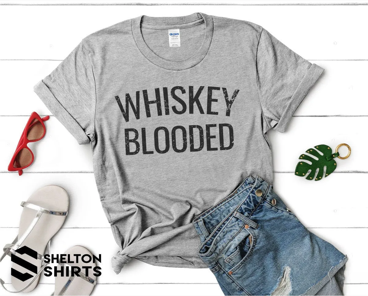 Whiskey Blooded Grunge Vintage Print Grey T-shirt