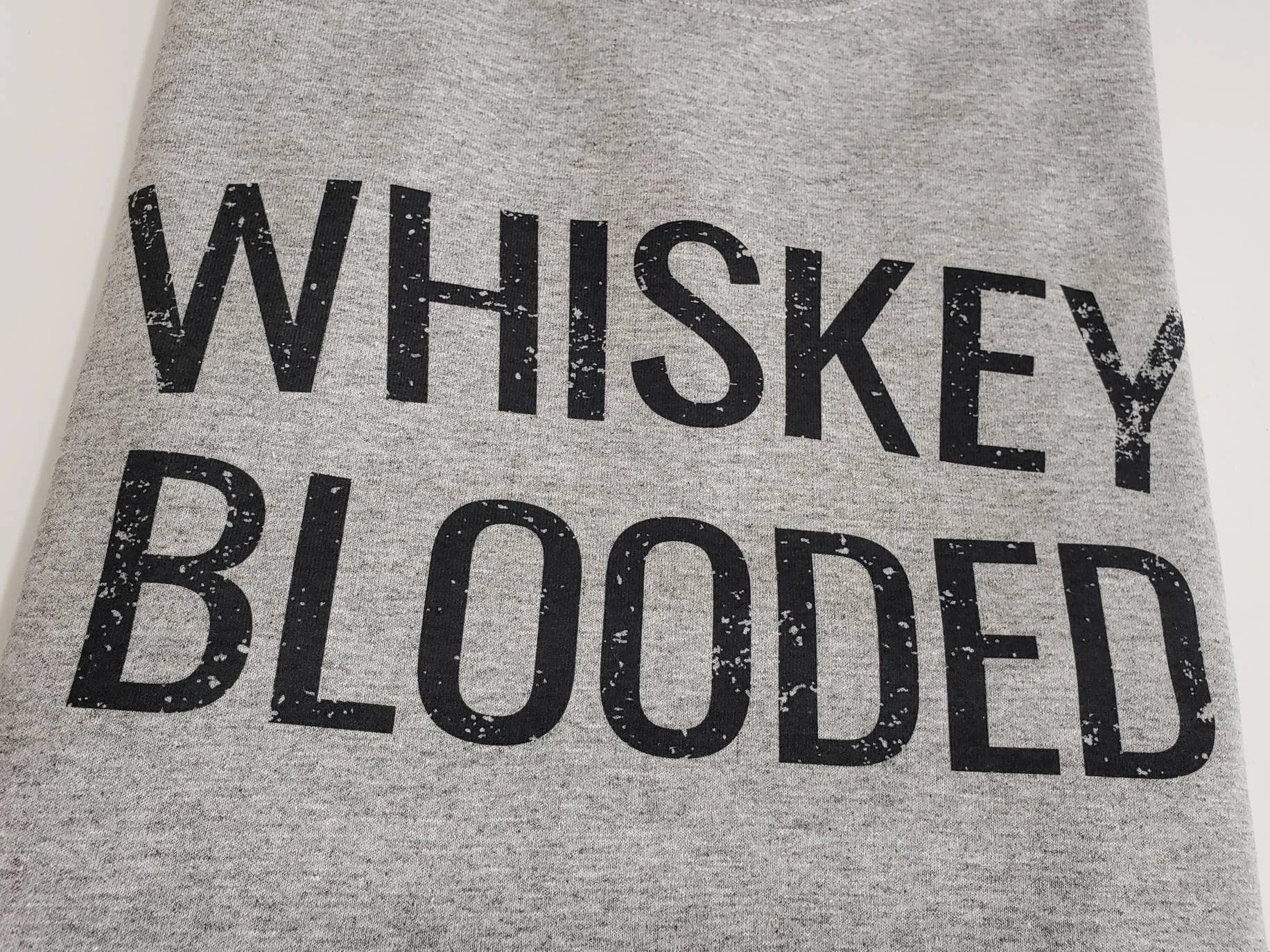 Whiskey Blooded Grunge Vintage Print Grey T-shirt