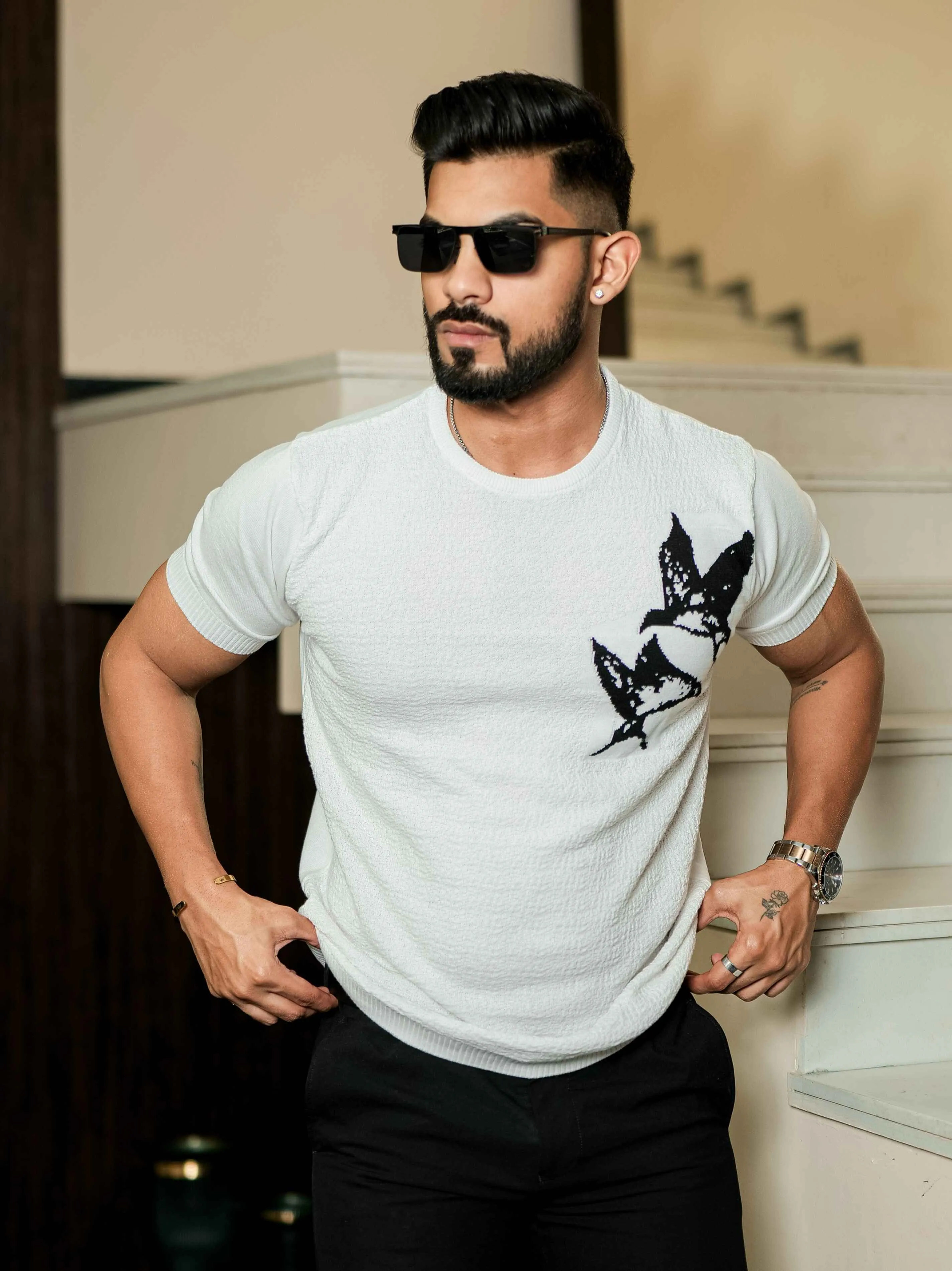 White Cotton Half Sleeve Premium T Shirt