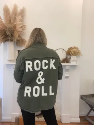 White on Khaki Rock & Roll Shacket