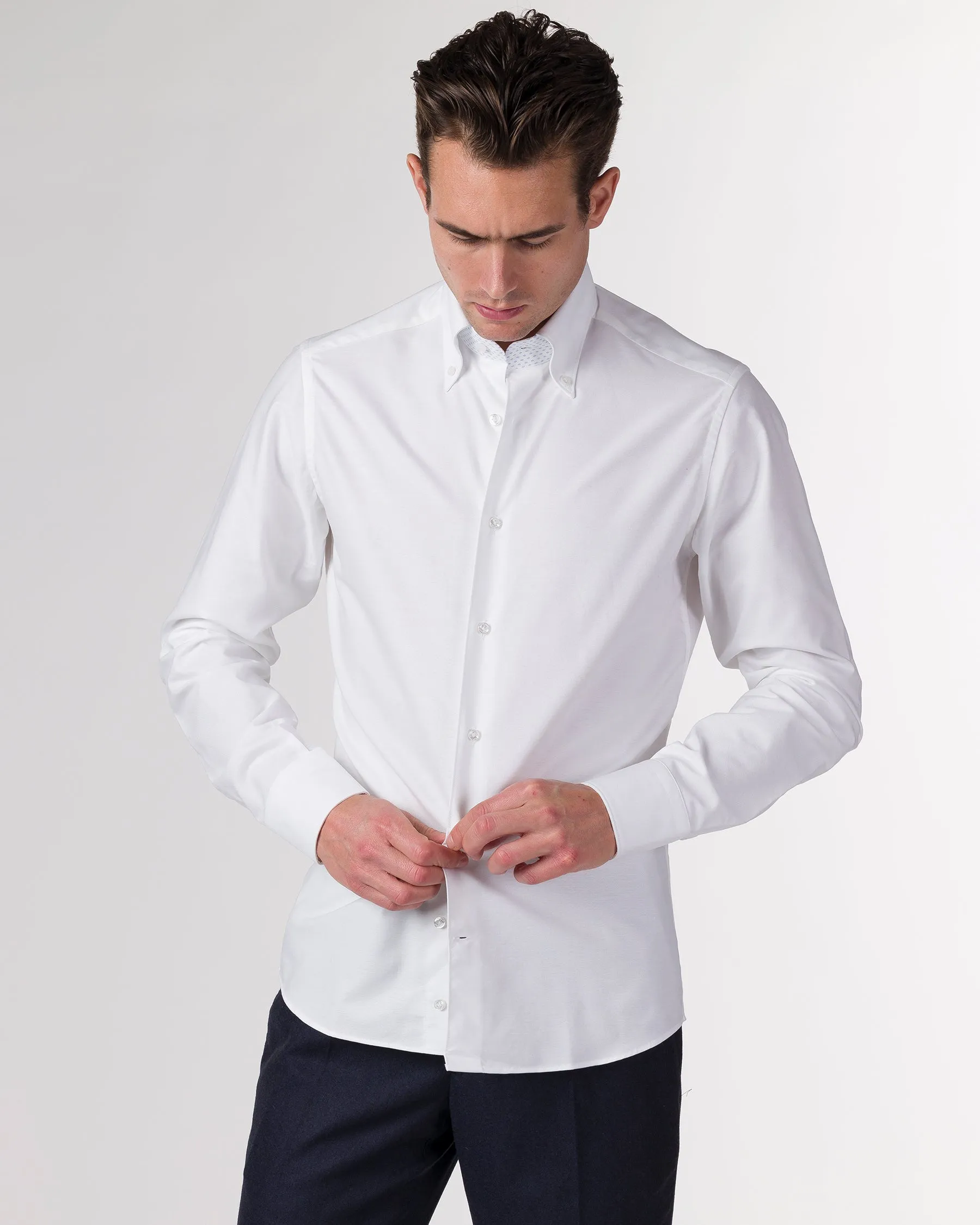 White Oxford Contrast Button Down Shirt