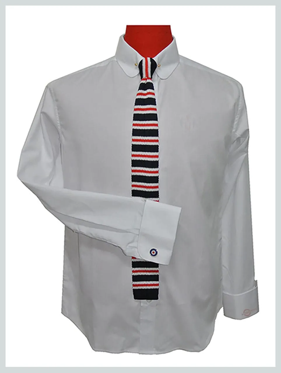 White Penny Pin Collar Shirt.