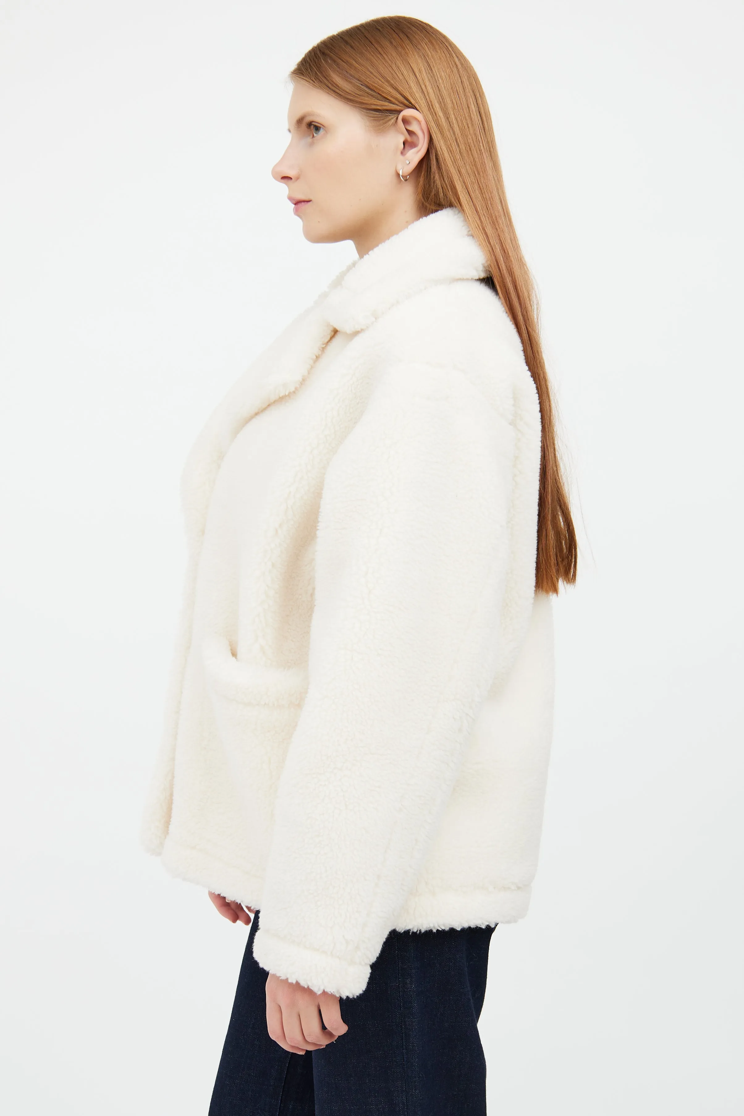 White Teddy Long Sleeve Jacket Coat