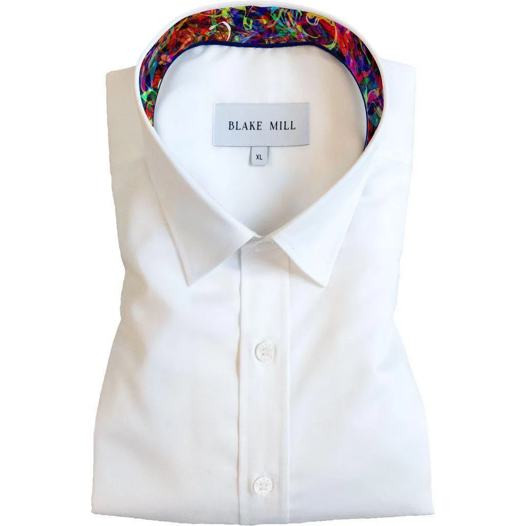 White with Brainwave Hidden Button Shirt