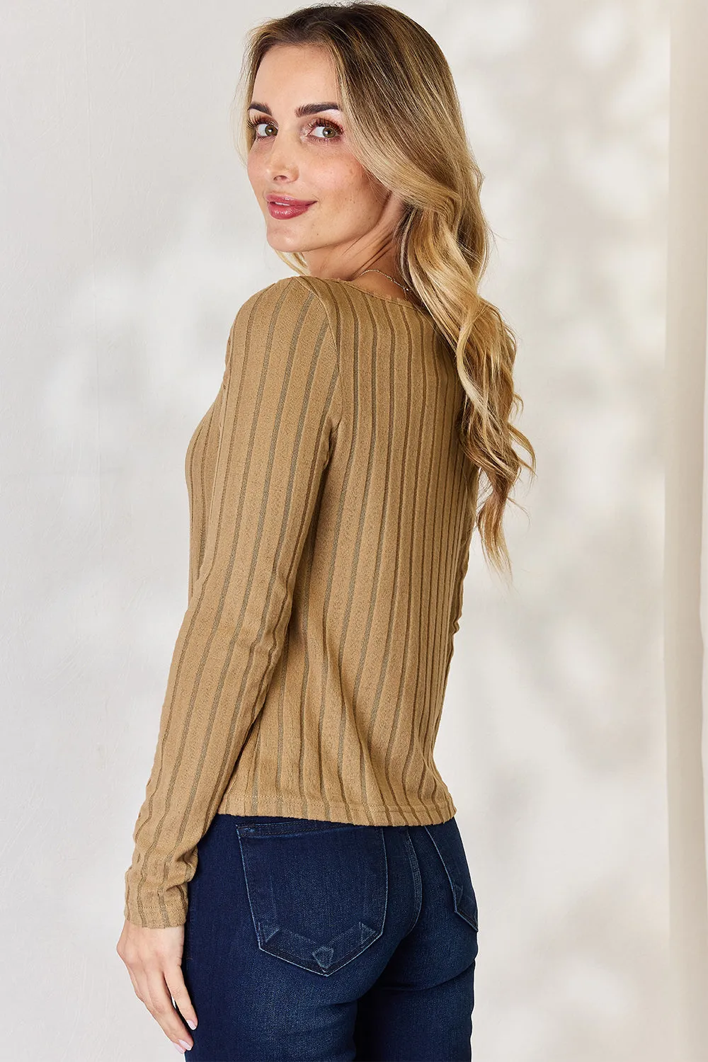 Women’s Full Size Ribbed Long Sleeve T-Shirt