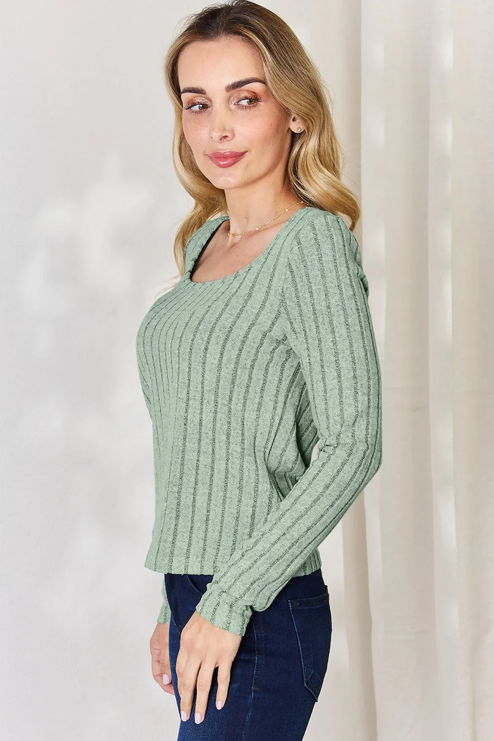 Women’s Full Size Ribbed Long Sleeve T-Shirt