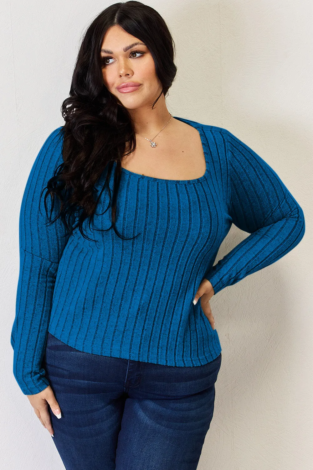 Women’s Full Size Ribbed Long Sleeve T-Shirt