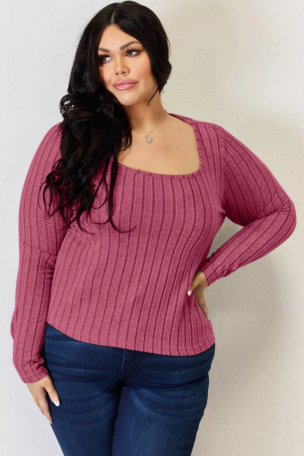 Women’s Full Size Ribbed Long Sleeve T-Shirt