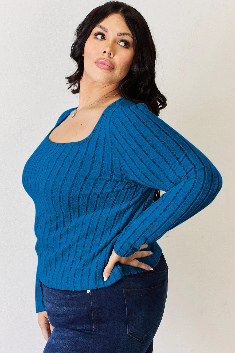 Women’s Full Size Ribbed Long Sleeve T-Shirt