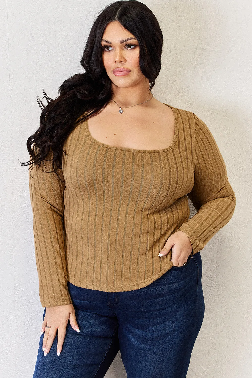 Women’s Full Size Ribbed Long Sleeve T-Shirt