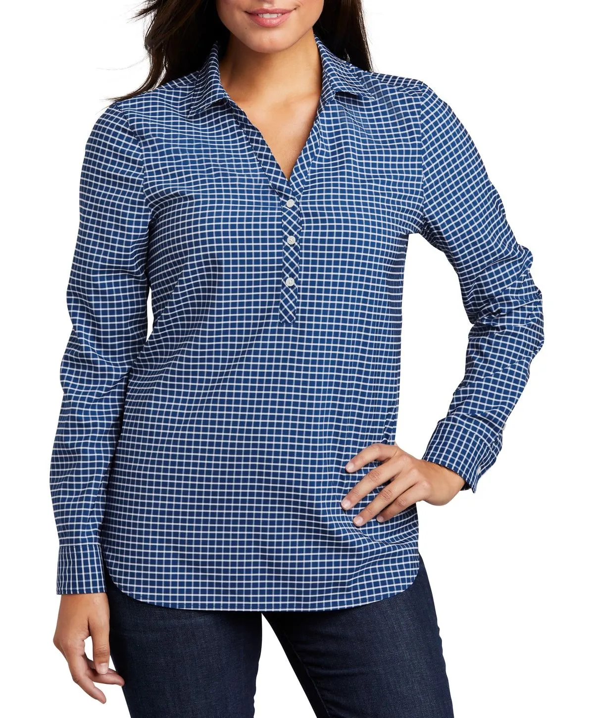 Women's Long Sleeve Stretch Tunic Blouse