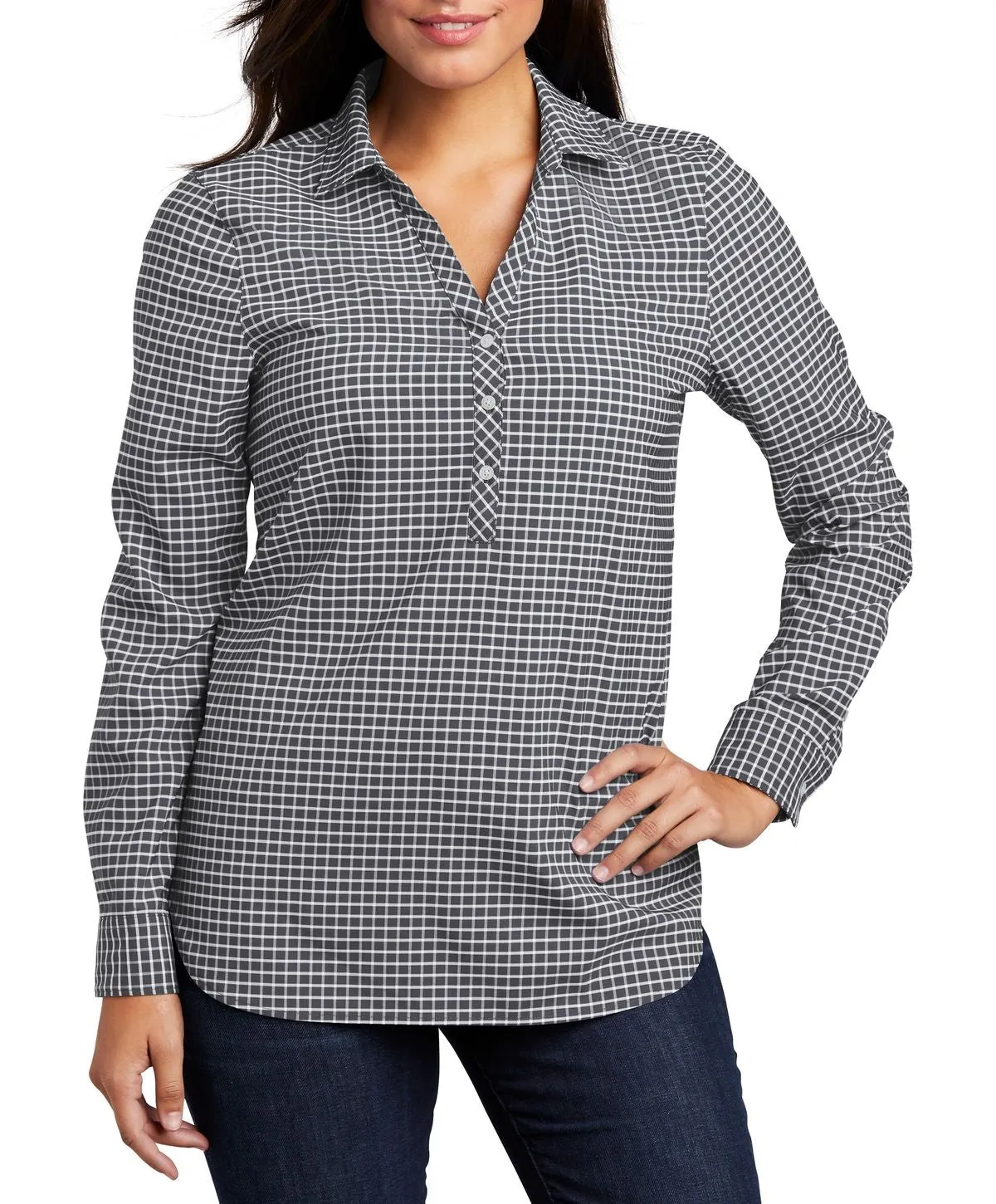 Women's Long Sleeve Stretch Tunic Blouse