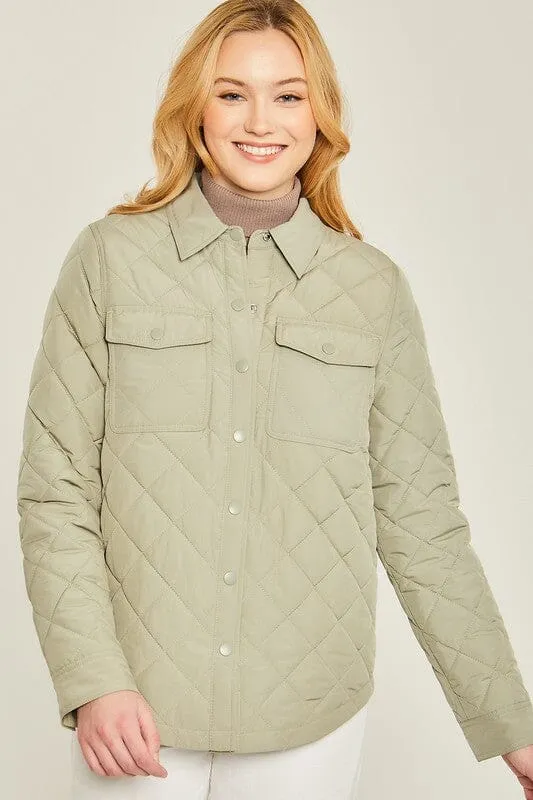 Woven Solid Bust Pocket Shacket