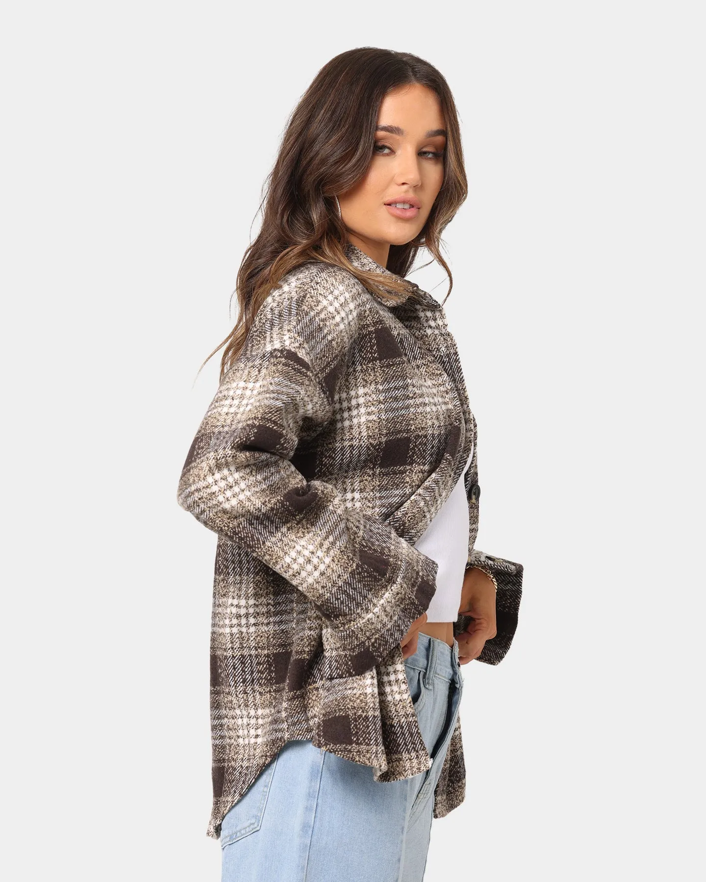 XXIII Women's Chicka Flannel Shacket Brown/Cream